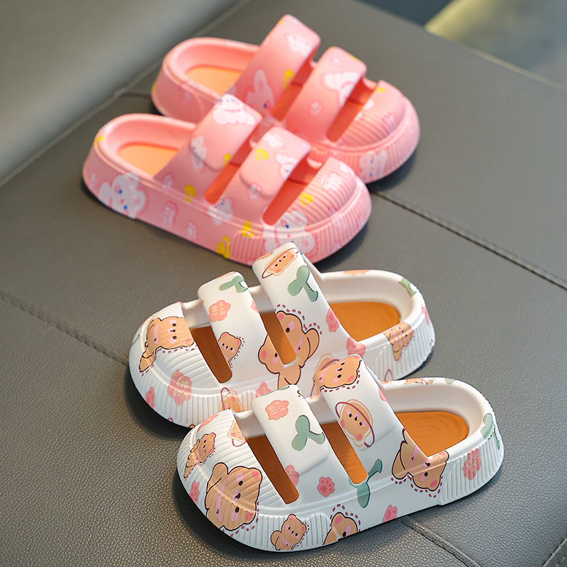 Zapatillas para niños verano niños y niñas de dibujos animados lindo antideslizante fondo grueso Fondo suave padre-niño zapatos de interior niña Sandalias de bebé