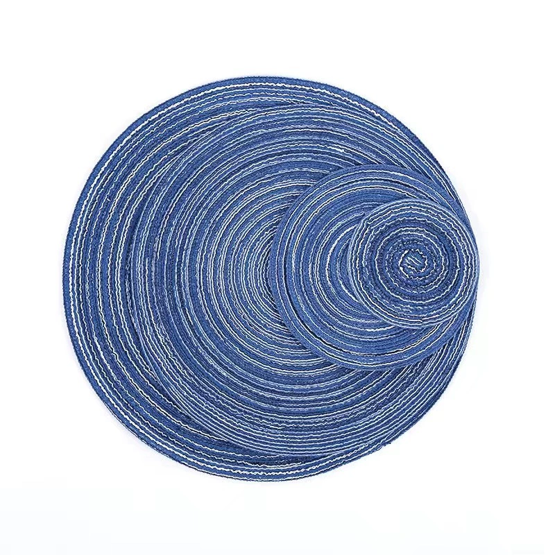 Round Cotton-Yarn Placemat, Nordic Woven Non-Slip Insulation Pad, Sizes 11 cm & 38 cm