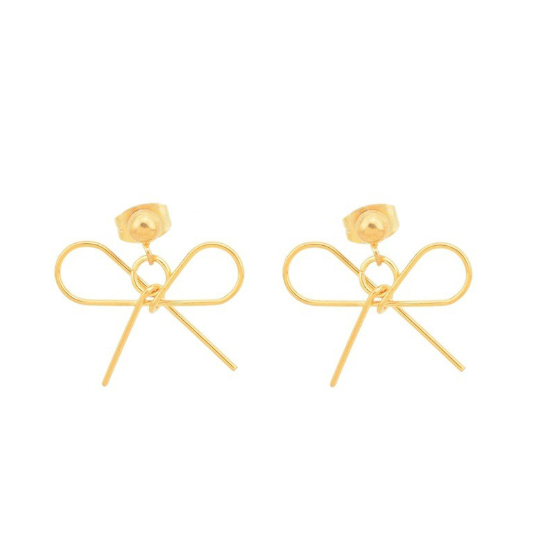 1 Pair IG Style Simple Style Bow Knot Plating Hollow Out Stainless Steel Drop Earrings display picture 1