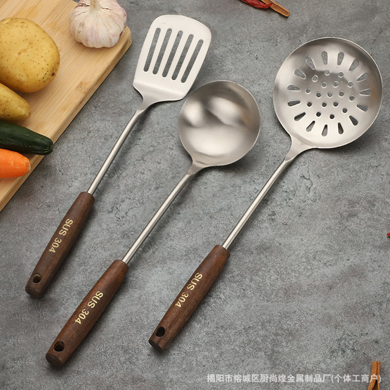 304 acero inoxidable frito pala de hierro cocina cocina cocina cocina hogar set especial para cocinero