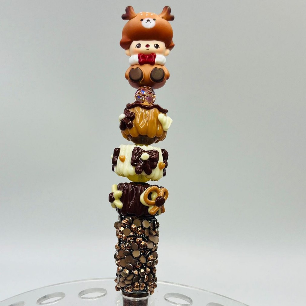 Genuino bolígrafo de granos espumoso, bolígrafo de cuentas encantador, bolígrafo de regalo creativo de dibujo a mano, bolígrafo de bola creativo