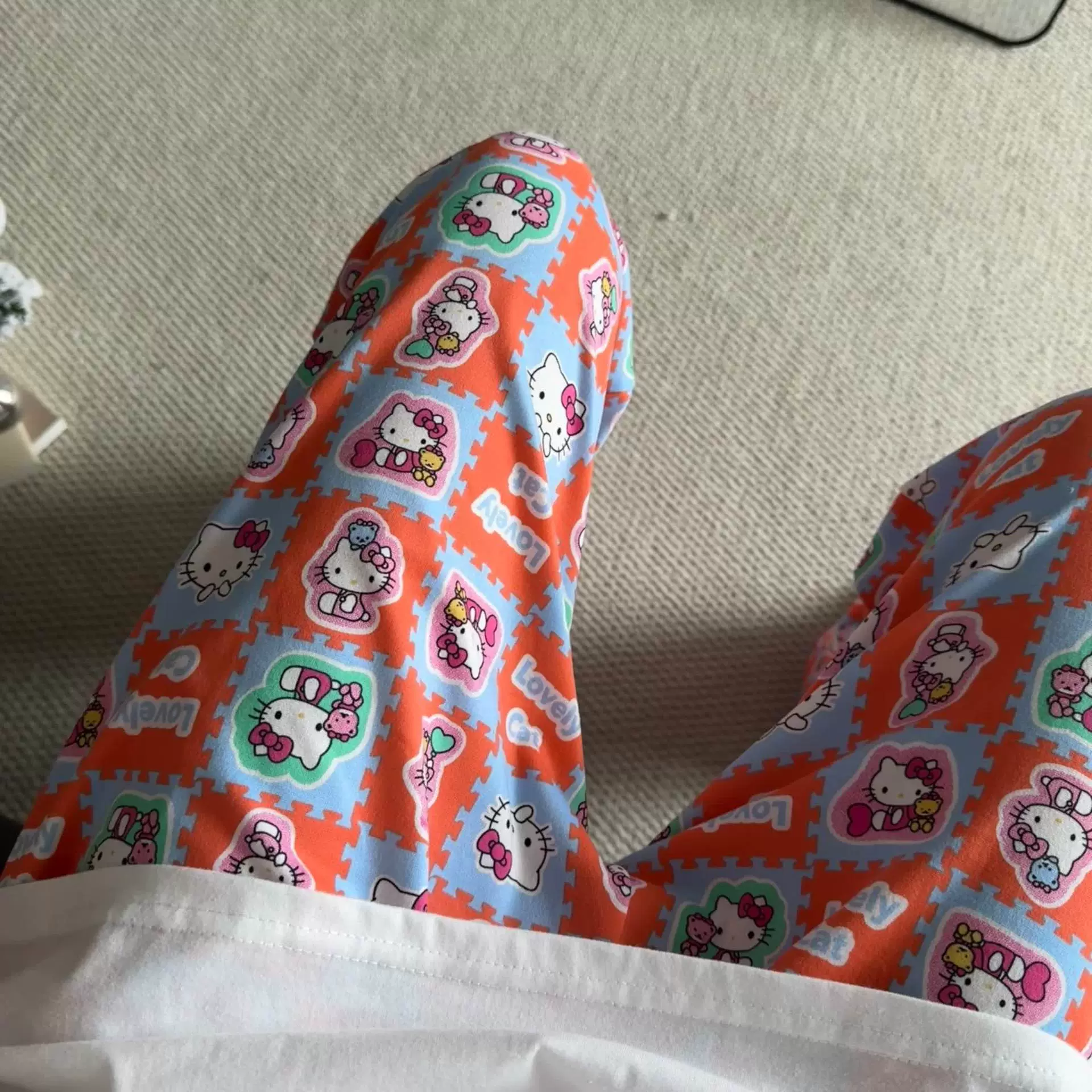 Hello Kitty, мультяшные осенние штаны, оверсайз, высокая талия, свободный прямой крой