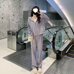 运动套装大码时尚一整套卫衣秋季MM新款连帽2025休闲两件套