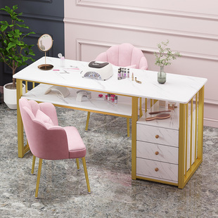 Ins Style Internet Celebrity Nail Shop Economical Nail Art Table and Chair suit Japanese Style Simple Double Manicure Table