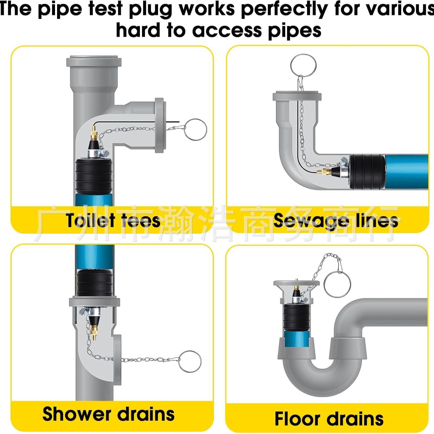 (2개) 배수 방광 2 인치 파이프 씰 테스트 에어백 씰 테스트 시작 유압 테스트