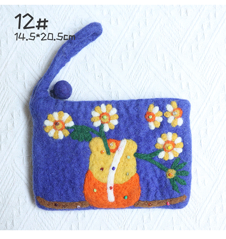 Unisex Flower Wool Felt Zipper Coin Purses display picture 15