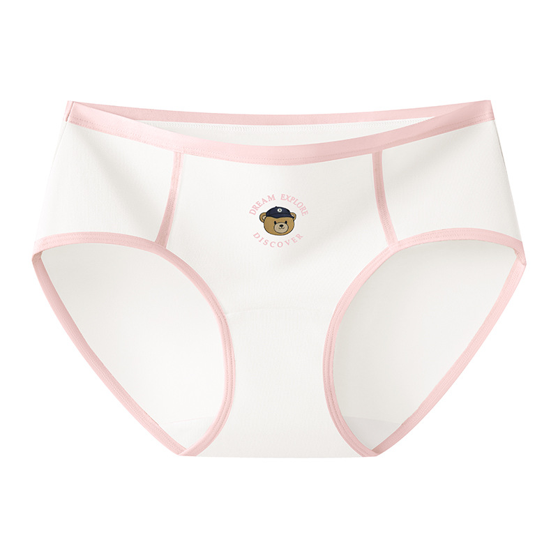 Bragas de oso, entrepierna antibacteriana de algodón para mujer, ropa interior de cadera sin clip, calzoncillos de mujer de estilo universitario retro americano
