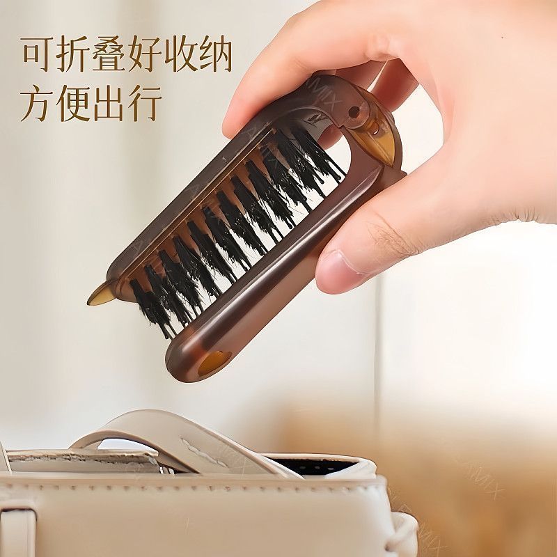 猪鬃毛梳子折叠家用旅行便携梳按摩梳女生带刘海蓬松打毛梳气垫梳|undefined