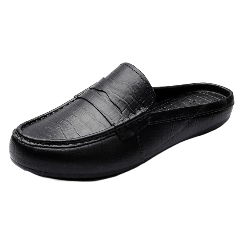 Fashionable closed toe plastic men's peas shoes fashionable Korean style half slippers fashionable beach waterproof men's slippers for students
