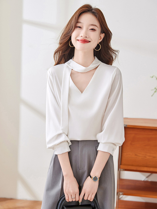 Pink Shirt Women's Autumn 2024 New Elegant Goddess Style Flap Top French Style Gentle All-match Shirt Pink Shirt Women's Autumn 2024 New Elegant Goddess Style Flap Top French Style Gentle All-match Shirt
