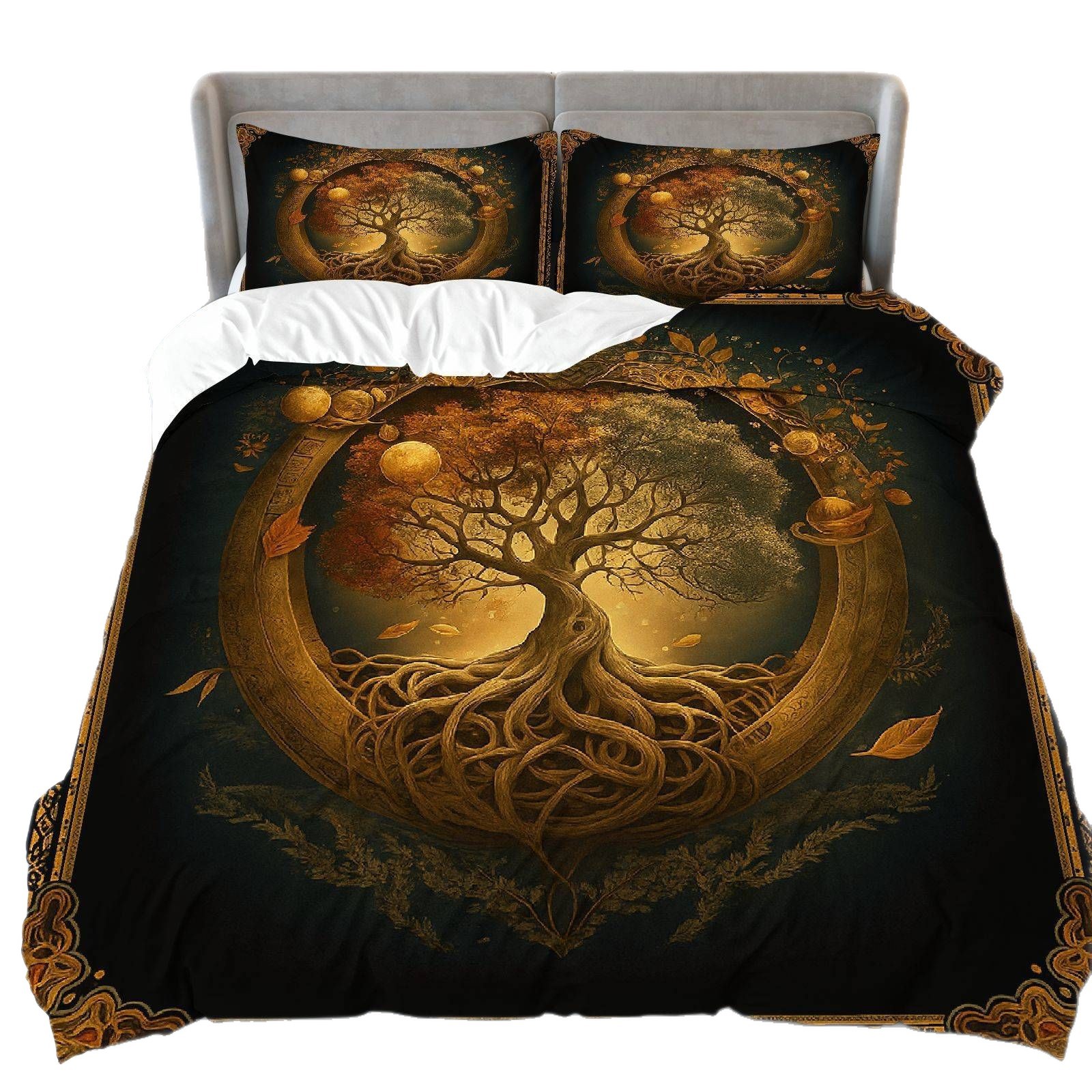 Transfronterizo oscuro misterioso árbol de la vida molido impresión digital blando kit de colcha de tejido doméstico llevar TEMU / JIT