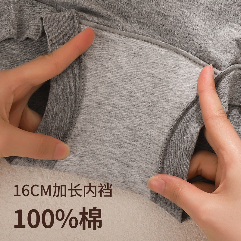 纯棉内裤女秋冬新款字母款中腰四角短裤加长10A抗菌裆包臀平角裤|undefined