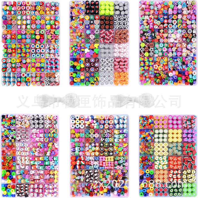 A Box of Polymer Clay Beads Bracelet Making Kit,Creative Ornaments for Necklace Earring Making DIY Accessories