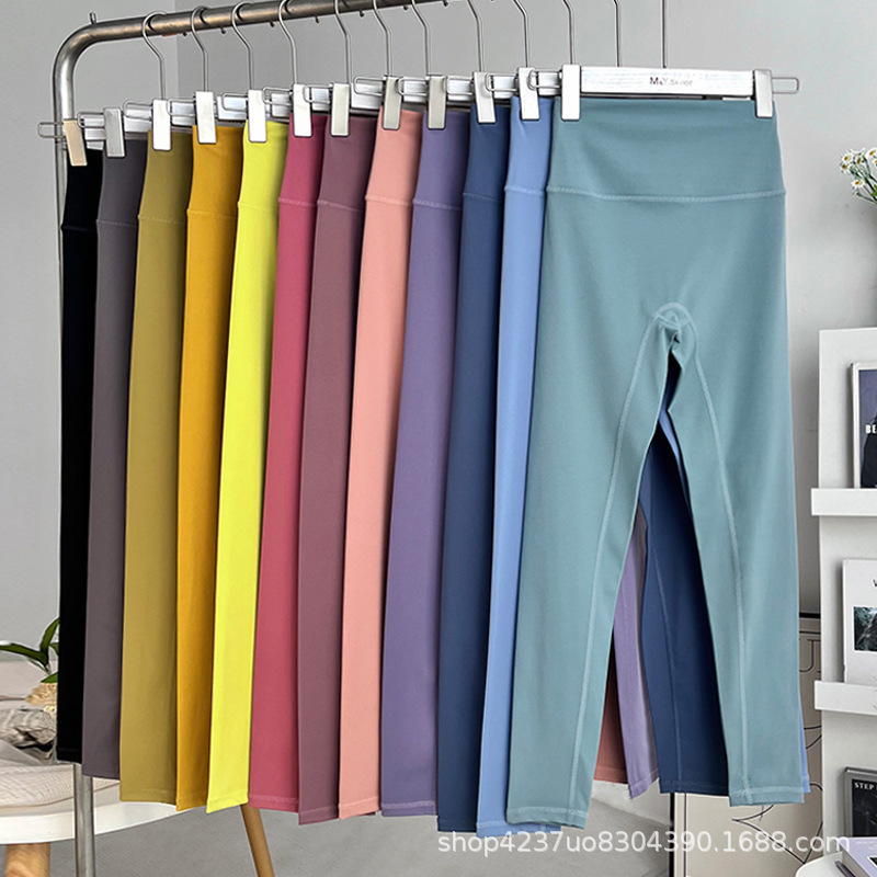 Lulu Same Pocket Sports High Waist Tights No Embarrassment Line Quick-drying Breathable Pilates Nine-point Yoga Pants for Women