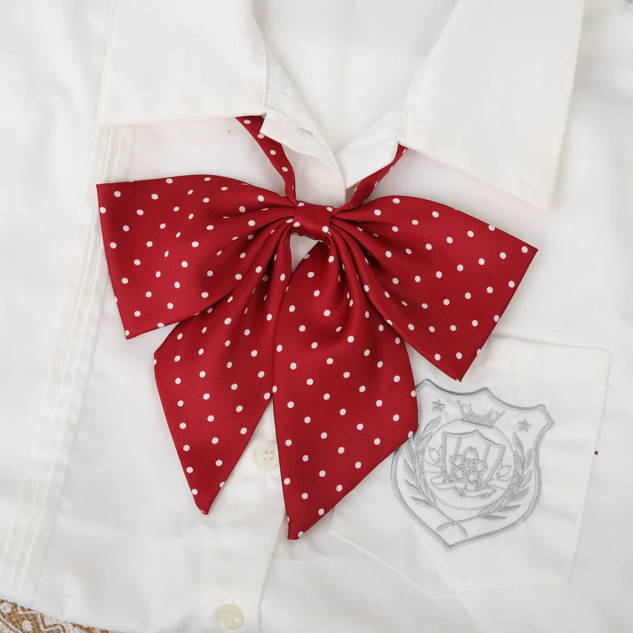 Japanese JK uniform collar bow girl cute polka dots bow big feather giant feather sailor suit academy style