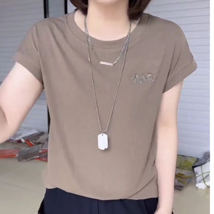 plus size Belly Covering Solid Color Raglan Sleeve Short-sleeved T-shirt Women's Summer New Style Flesh Covering Fashionable Slimming Top
