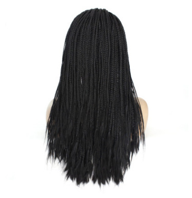 Damas europeas y americanas negras de tres hebras trenzadas reggae fibra química pelucas de encaje frente comercio exterior LW0021