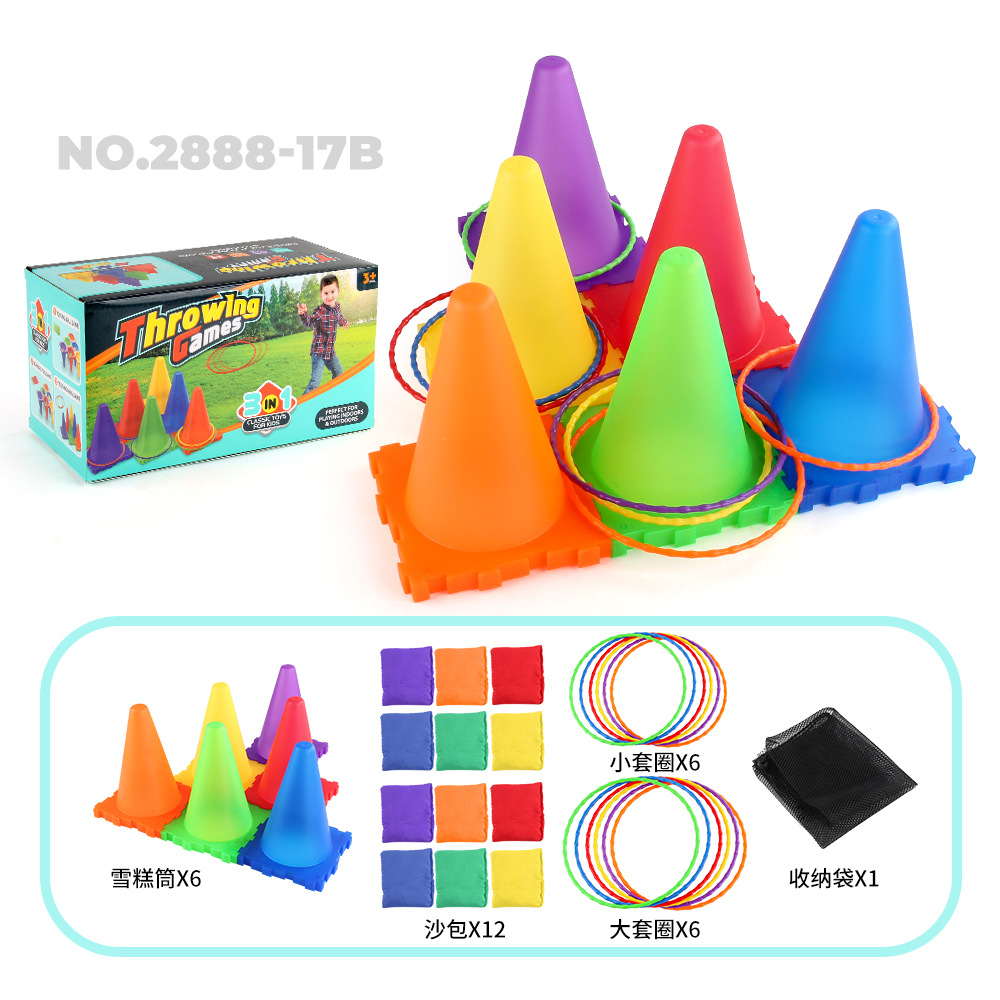 Juguete de lanzamiento casual para niños, anillo de anillo, anillo de tubo de helado luminoso de plástico, juego de sacos de arena de entrenamiento de integración sensorial al aire libre