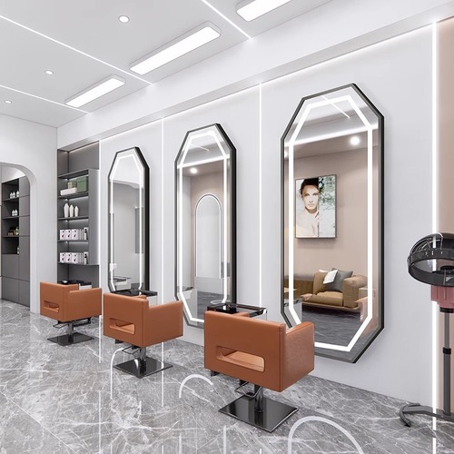 Barber shop mirror, internet celebrity style hairdressing mirror, barber shop exclusive single-sided mirror with light, hair styling scissors mirror, barber shop mirror 