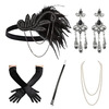 1920s flapper headband feather hair dance party party band earrings necklace glove