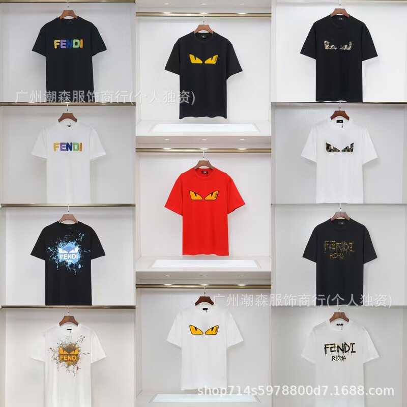Cross-Border 26Ss Authentic Fd Popular Double F Classic Little Monster Round Neck Short-Sleeve T-Shirt Unisex Foreign Trade In-Stock Cross-Border 26Ss Authentic Fd Popular Double F Classic Little Monster Round Neck Short-Sleeve T-Shirt Unisex Foreign Trade In-Stock