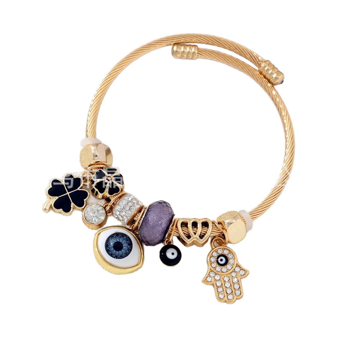 Brazalete Pan Jia, brazalete de explosión transfronteriza, diamante de diamante, ojo del demonio, mano de Dios, joyas de moda de amor de cuatro hojas