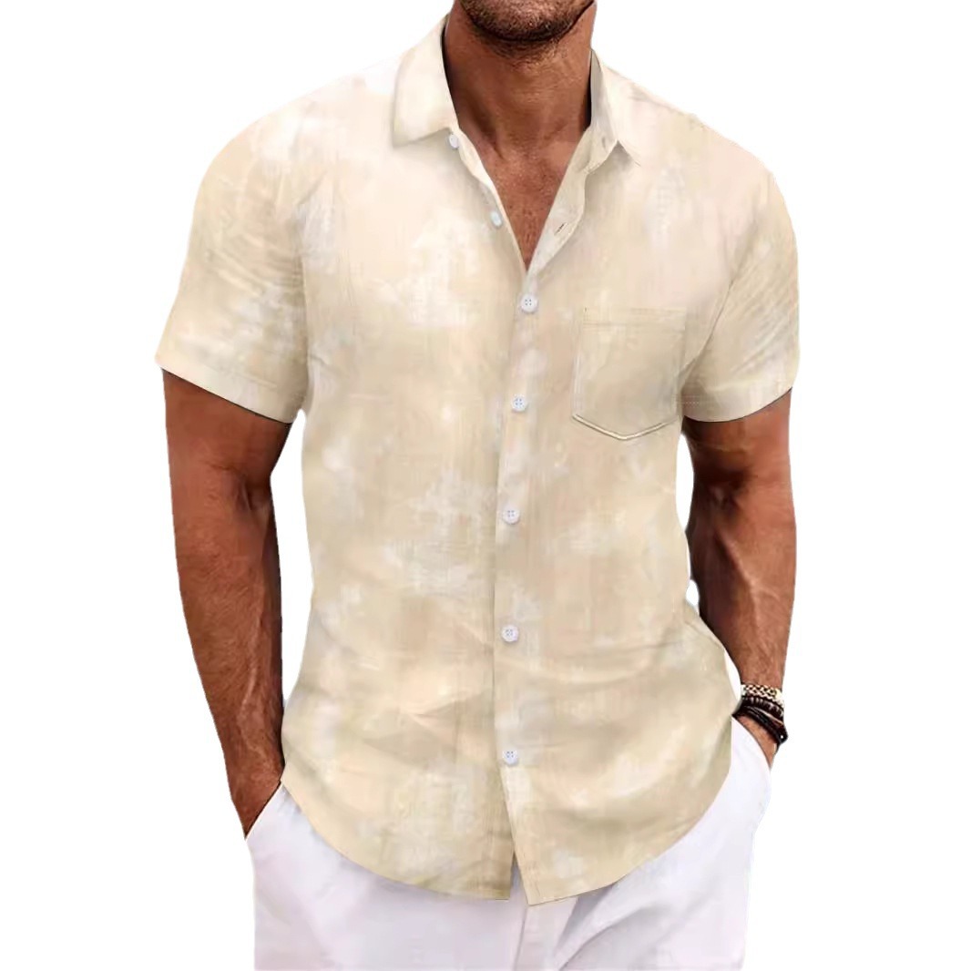 Monochrome Man – Sommerliches Herren-Freizeithemd mit Batikmuster, Umlegekragen und kurzen Ärmeln – perfekt für Strand und Sport._voghion.com
