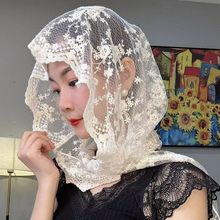 刺绣蕾丝优雅时尚丝巾欧美欧根重工百搭防晒巾轻薄透气百搭时尚