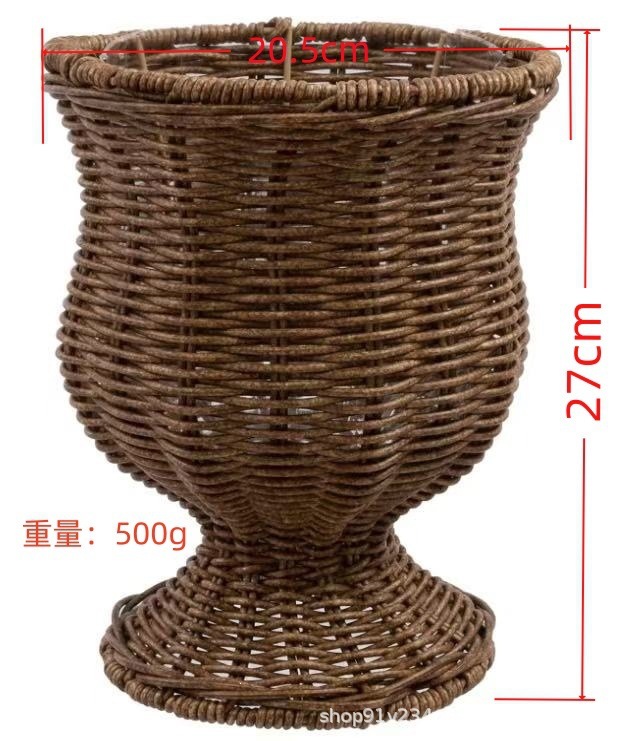 Florero Tejido de Ratán Sintético de Plástico, Tejido a Mano, Decorativo, para Sala de Estar y Flores Secas image 6