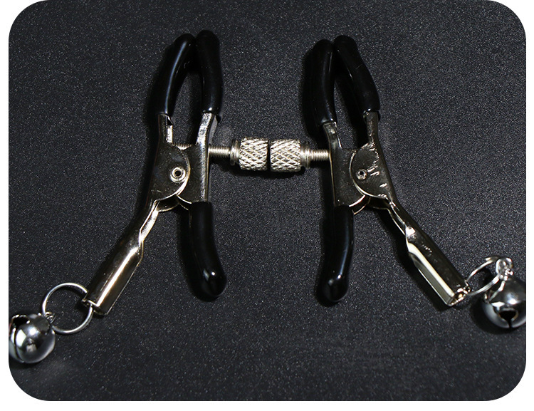 Metal Nipple Clamps with Bell, Pink Adult Couple Flirting Accessory — detail image 6