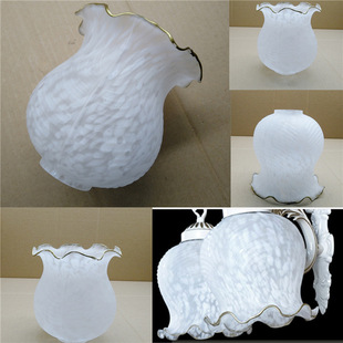 European-Style Living Room E27 Table Lamp Chandelier Glass Lampshade with Three-Leaf Flower Design