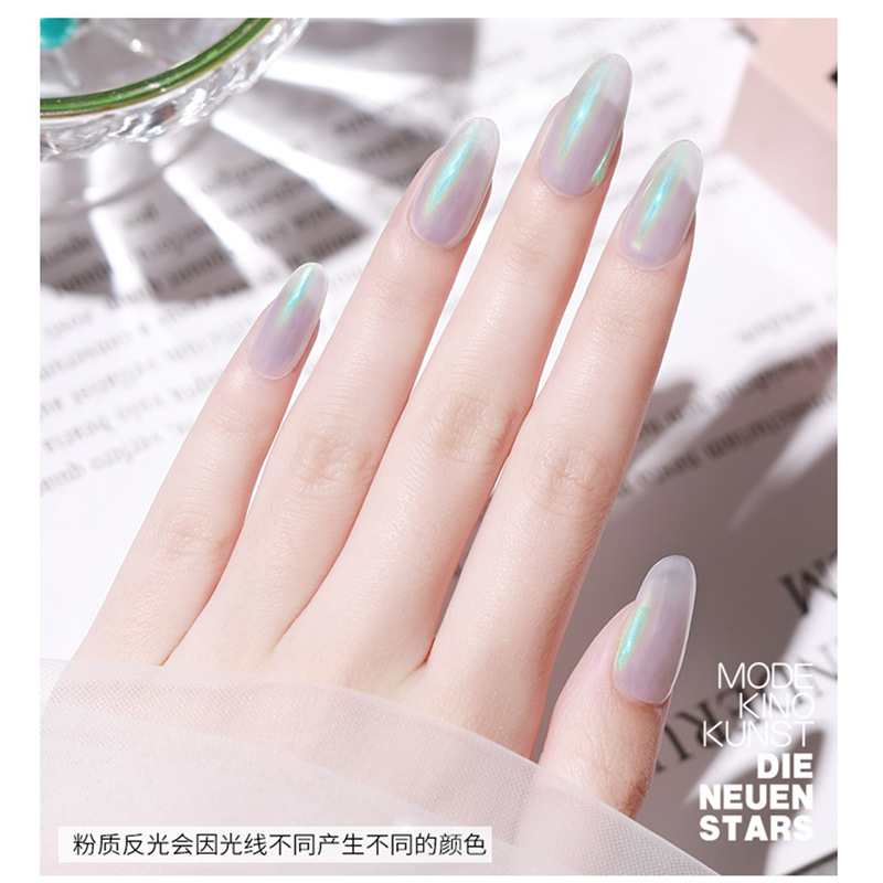 2021 nueva Uña de cuatro colores sólido Aurora espejo mágico polvo hielo transparente Hada sirena espejo harina color mágico nude rosa