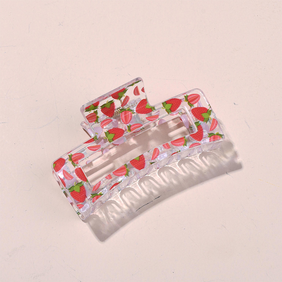 Cruzando la frontera 10,5 cm cuadrado gran clip de agarre fruta floral elegante en la parte posterior de la cabeza horquilla de la placa horquilla de tiburón tocado de agarre para el cabello