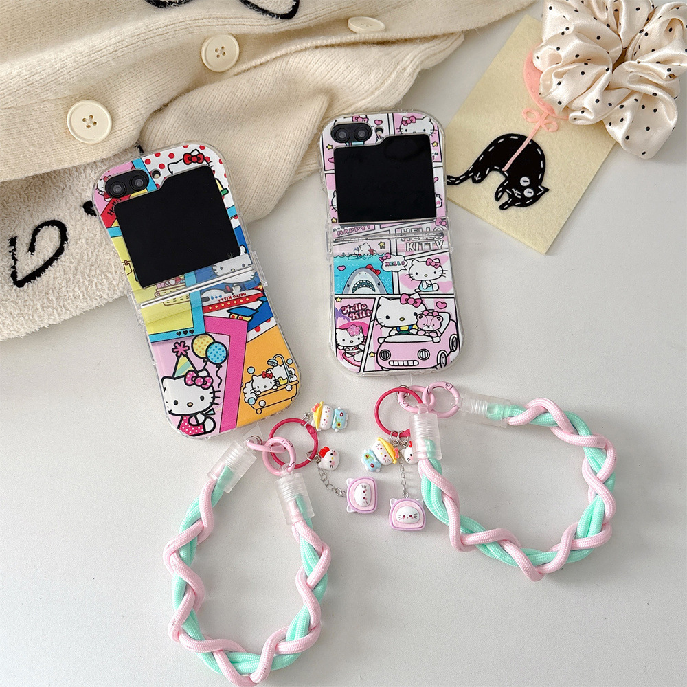Cute cartoon KT cat for Samsung zflip 5 phone case Galaxy ZFlip6/4 folding protective case soft