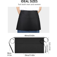 Amazon Cross-border Service Apron Black Waterproof Stain-proof Restaurant Hotel Kitchen Work Half Apron