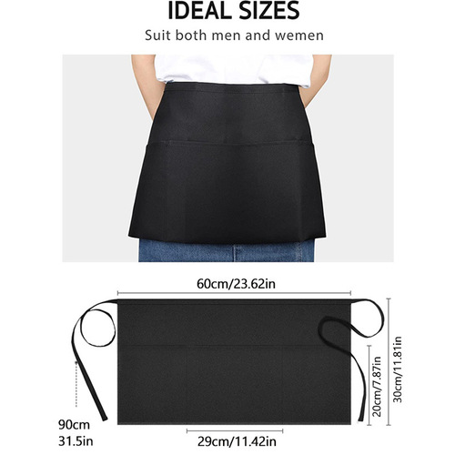 Amazon Cross-border Service Apron Black Waterproof Stain-proof Restaurant Hotel Kitchen Work Half Apron
