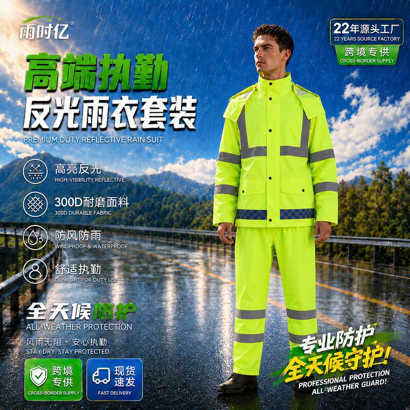 Directly from the manufacturer: New-style reflective raincoat and rain pants, fluorescent yellow traffic duty reflective raincoat, two-piece raincoat and rain pants Directly from the manufacturer: New-style reflective raincoat and rain pants, fluorescent yellow traffic duty reflective raincoat, two-piece raincoat and rain pants