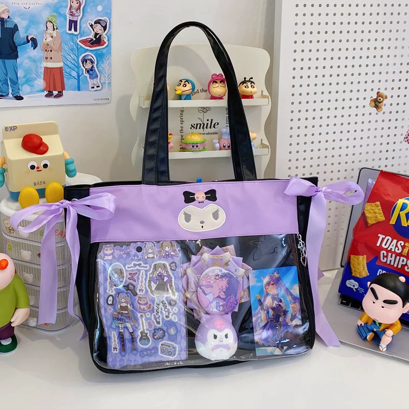 Handheld cloth bag for students, capacious linen bag, doll
