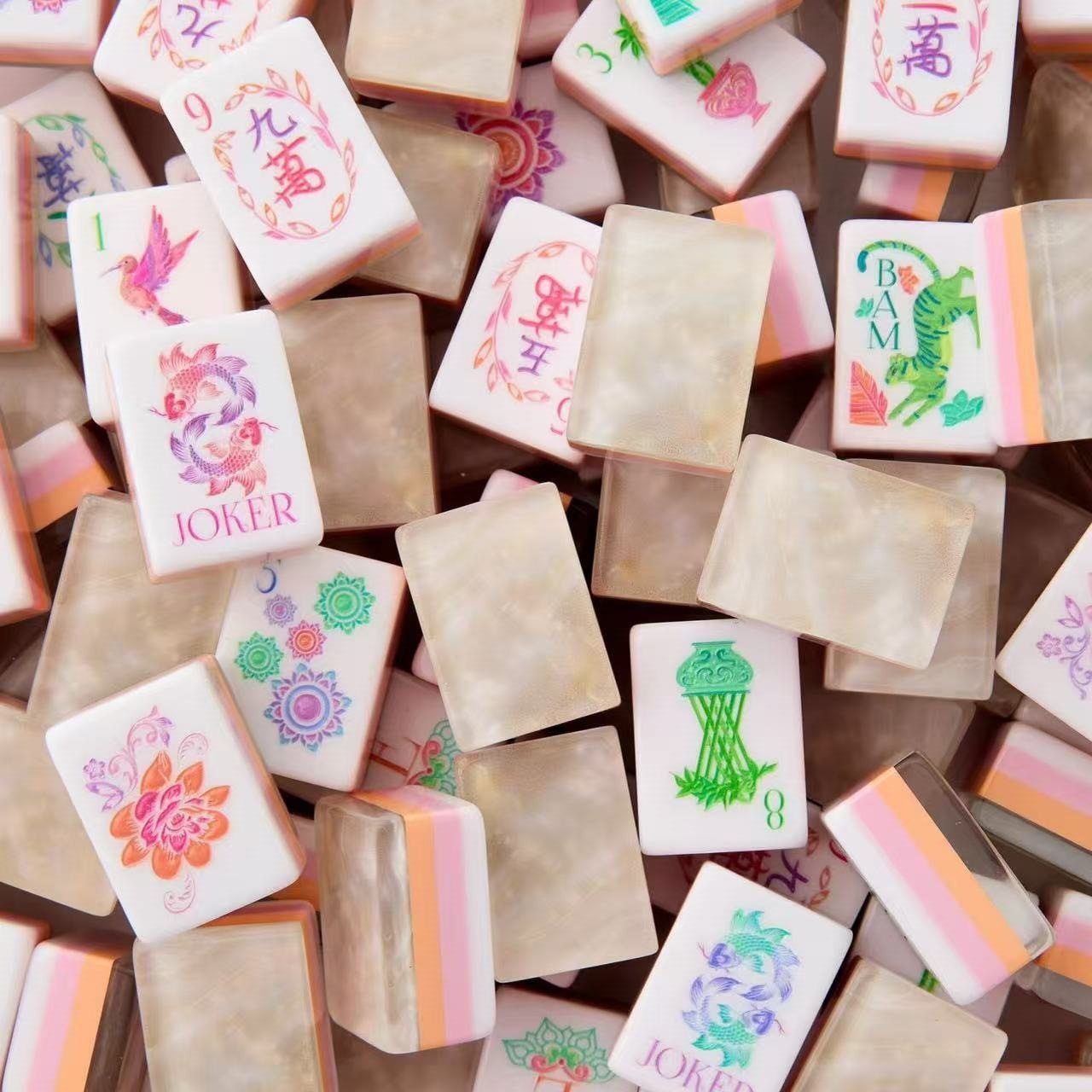 In-Stock No. 32 Acrylic American Mahjong, Hand-Crafted Mahjong, Cross-Border European and American Style, Four-Layer Color-Blocking American-Style Western Mahjong