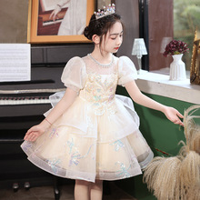 女童礼服高端公主裙花童婚礼小女孩长裙儿童主持人钢琴演奏演出服