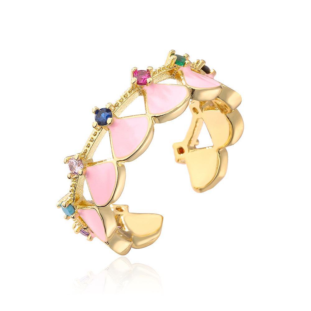 Fashion Geometric Copper Inlay Zircon Open Ring 1 Piece