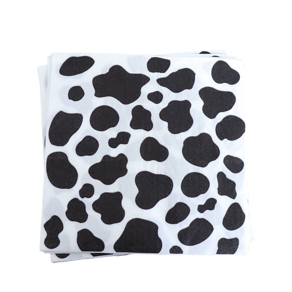 Vacas blancas y negras estampadas vajilla de fiesta bandeja de papel papel papel papel papel papel papel papel regalo bebé fiesta animales de granja decoración temática