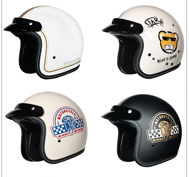 Motorcycle Safety Helmet for Men and Women, 3C Certified 3/4 Helmet, Retro Half Helmet, Motorbike Helmet, Suitable for All Seasons, Can Be Equipped with Bluetooth Headphones