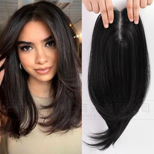 European and American Wigs with Medium Bangs, Long Curly Hair, Synthetic Wigs for Women, Natural Breathable Hand-Woven Chemical Fiber Hair Replacement Blocks