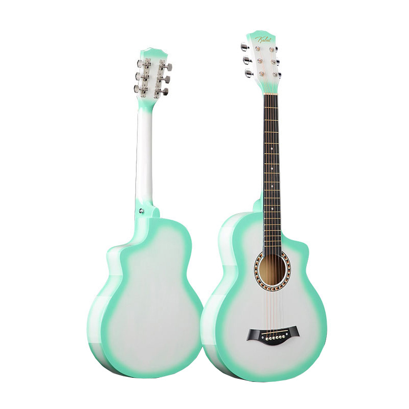 Guitarra al por mayor 38 pulgadas de gran cantidad en stock degradado color madera guitarra principiante práctica piano popular jita Ji