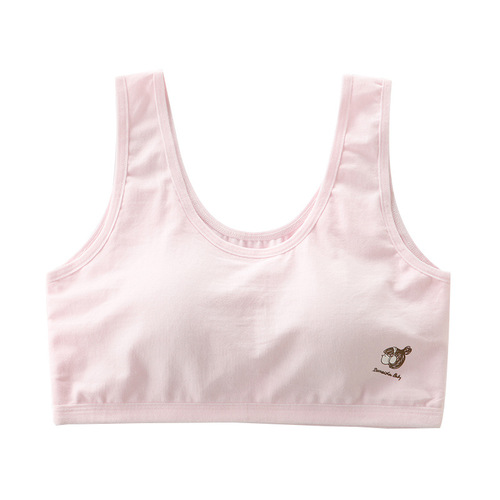 Adolescent girls' underwear, junior high school and high school students' development period sports pure cotton vest, thin section, pure cotton, no steel ring