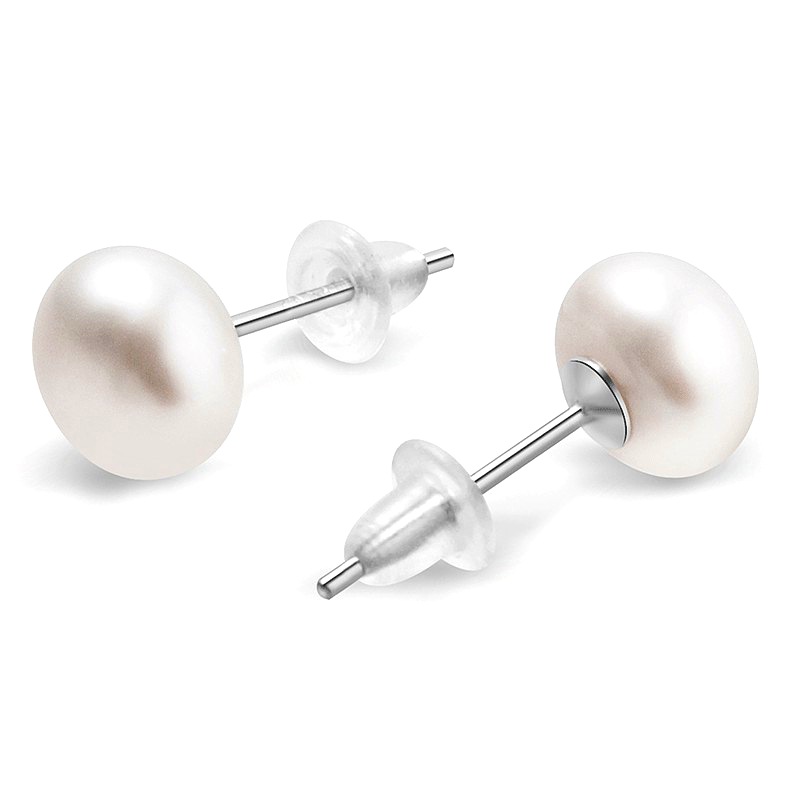 1 Pair Simple Style Solid Color Plating Inlay Sterling Silver Freshwater Pearl Ear Studs display picture 1