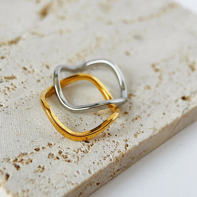 5g Weight Rings Classification 1 Piece Quantity Daily Occasion Titanium Steel Material Simple Style Waves Titanium Steel Plating Rings