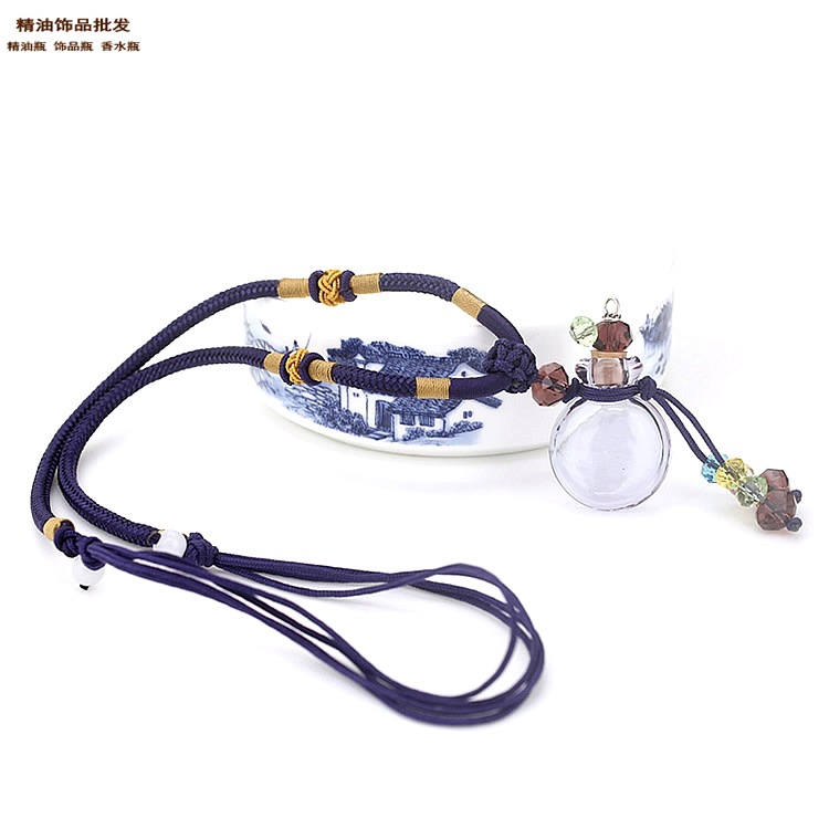 精油饰品网浅紫色扁圆透明荷包满满精油瓶配双扣绳项链4.jpg