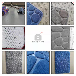 Coral Fleece Stone Embossed Floor Mat Door Mat Solid Color Simple Bathroom Absorbent Foot Mat Thickened Sponge Floor Mat